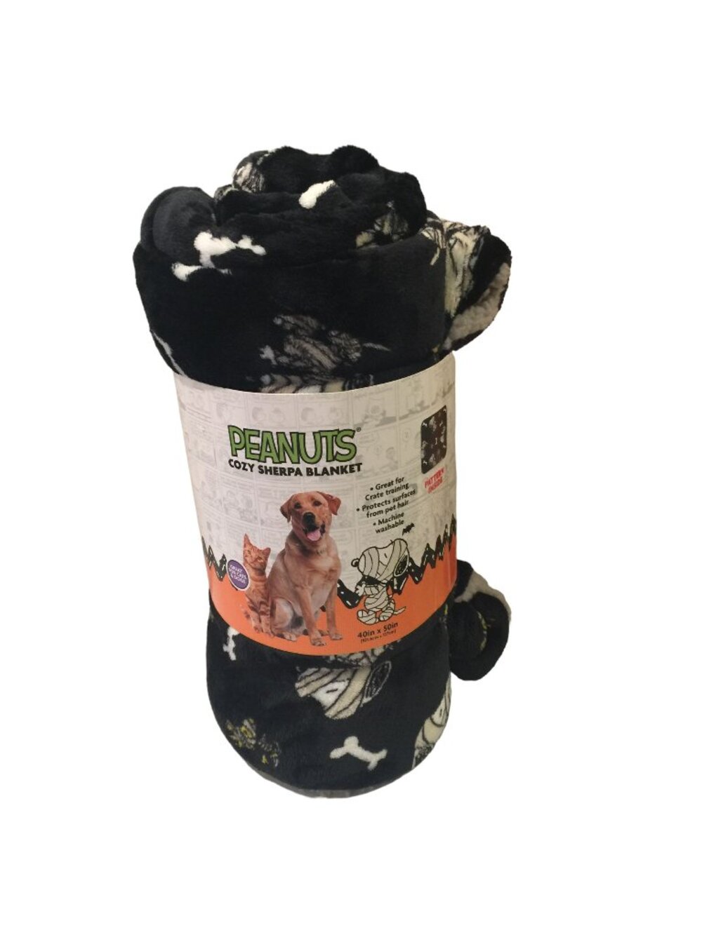 PEANUTS Halloween Sherpa Pet Blanket Mummy Snoopy Woodstock Bones